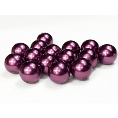 15 perles 12 mm. Verre nacré violet