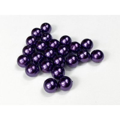 20 perles 8 mm. Verre nacré violet foné