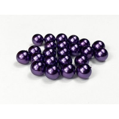 20 perles 8 mm. Verre nacré violet foné