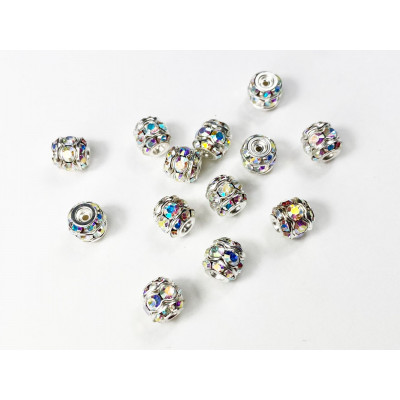 8 mm,5 perles strass cristal, alliage