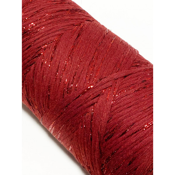 3 mm, 190 m coton peigné rouge et métallisé