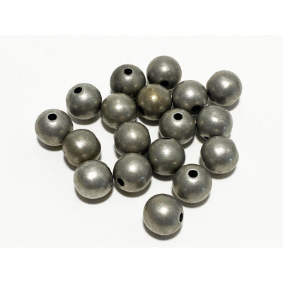 10 perles 10 mm, résine, gris/doré