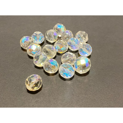 6 perles, 12 mm verre à facettes irisé