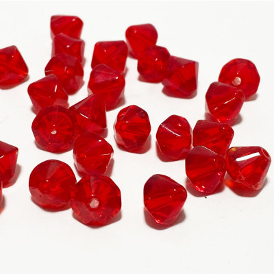 50 toupies à facettes 8 mm, verre rouge