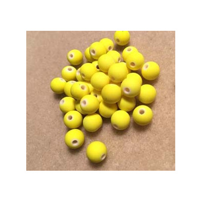 8 mm, 20 perles en résine, fluo jaune