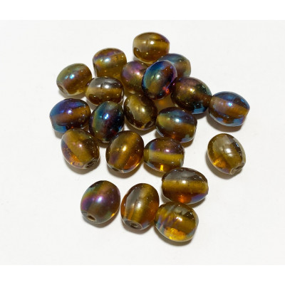 4 perles olive 12*10 mm. Cuivré irisé