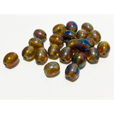 4 perles olive 12*10 mm. Cuivré irisé