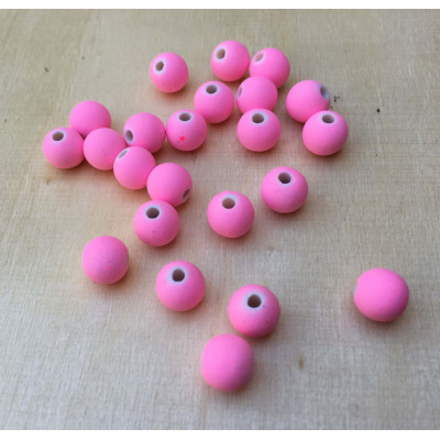 8 mm, 20 perles en résine, fluo rose
