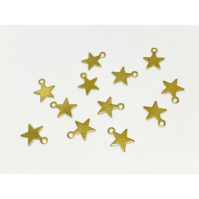 5 breloques étoiles. Laiton doré. 8 mm