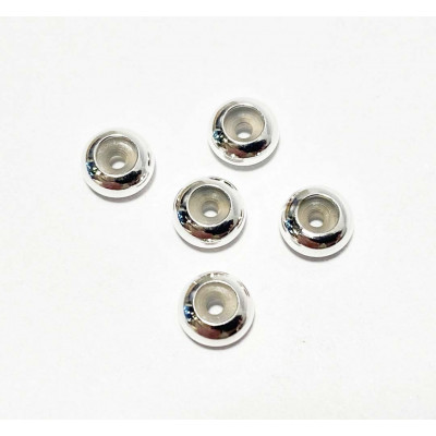5 perles stoppeurs, laiton plaqué argent 925, 5 mm