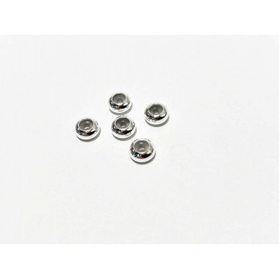 5 perles stoppeurs, laiton plaqué argent 925, 5 mm