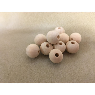 10 Perles bois, naturel, 16 mm