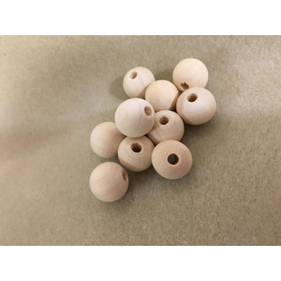 10 Perles bois, naturel, 16 mm
