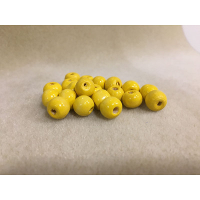 20 perles bois jaune, 10 mm