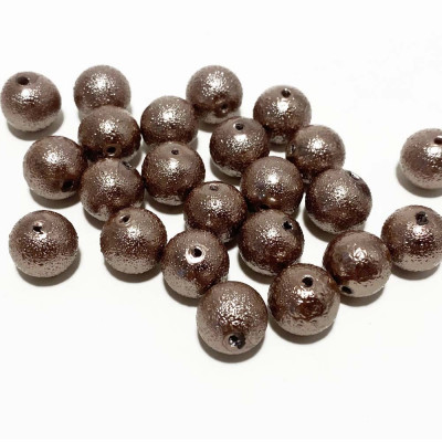 15 mm. 5 perles en acrylique mordoré texturé