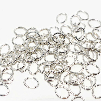 50 anneaux ovales ouverts, 7 mm, métal
