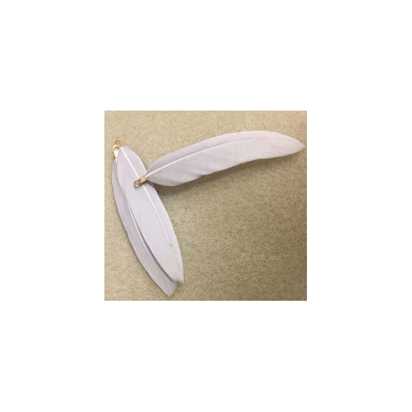 7 cm, Plume colorée, avec embout, blanche