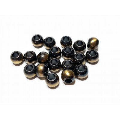 15 perles, 10 mm, acrylique noir et doré. Trou 5 mm