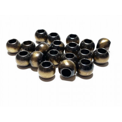 15 perles, 10 mm, acrylique noir et doré. Trou 5 mm