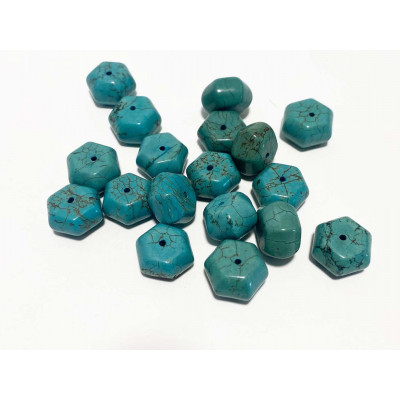 15*8 mm. Hexagonale plat. Howlite turquoise