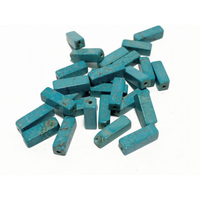 4*4*12 mm. 10 Tubes rectangulaires howlite turquoise.
