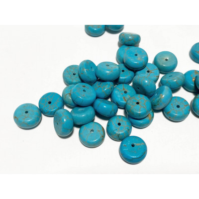 10*5 mm. 10 rondelles en howlite synthétique. Turquoise