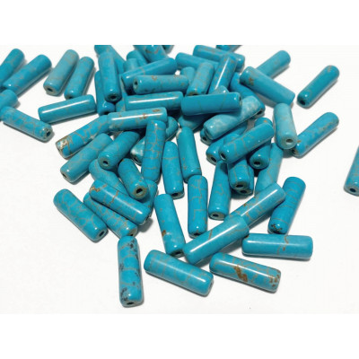 14*3 mm. 5 tubes howlite synthétique. Turquoise.