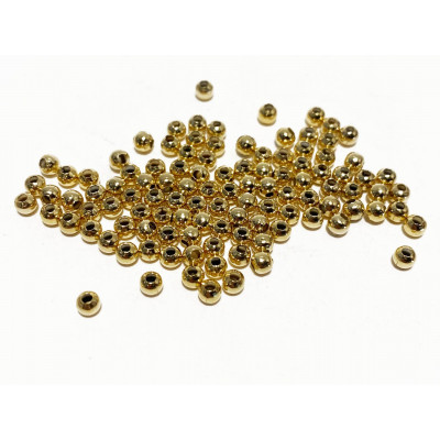3 mm. 100 perles en acier inoxydable doré.