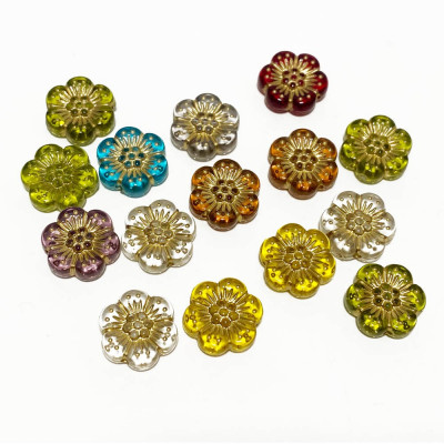 13 mm, 20 perles fleurs acrylique mix couleurs.