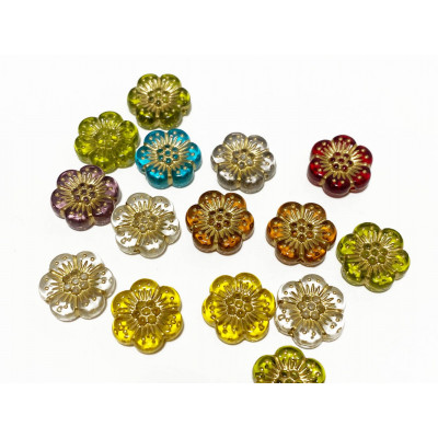 13 mm, 20 perles fleurs acrylique mix couleurs.