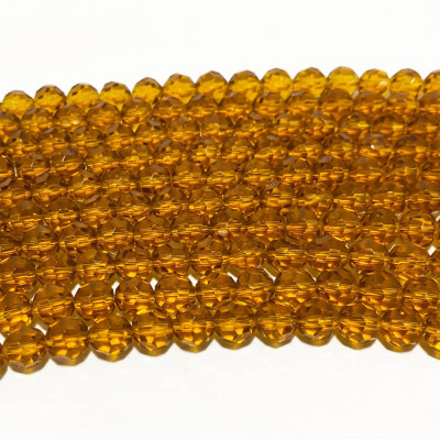 8 mm. Perles rondes en verre à facettes. Fil 45 p