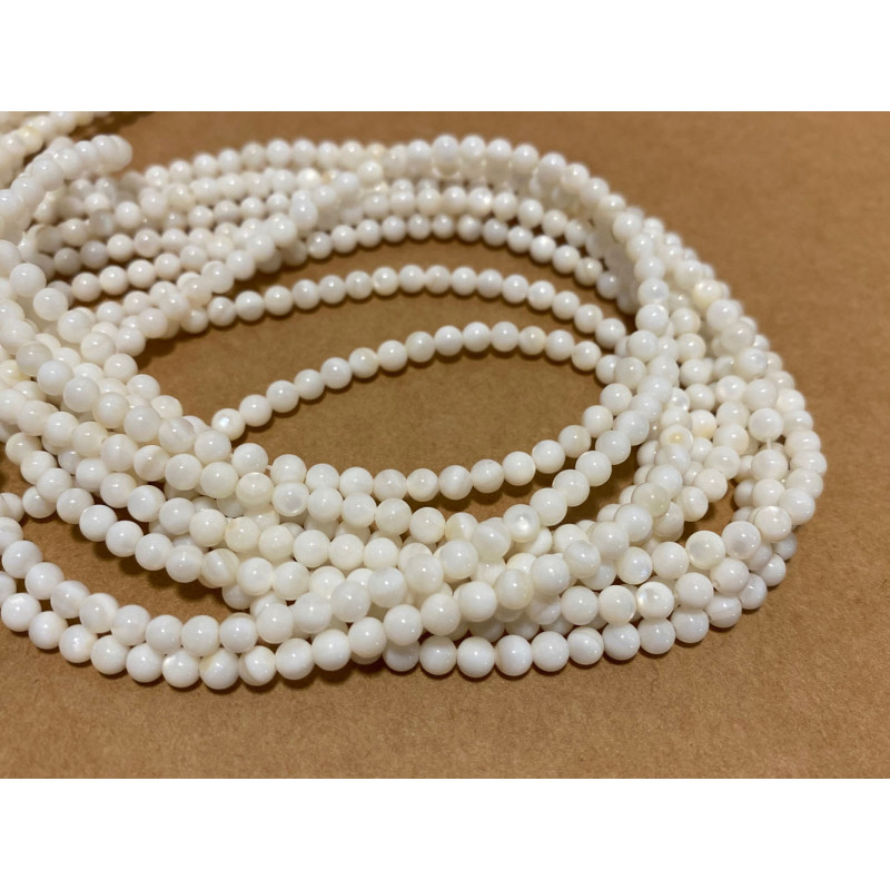 100 Petite perles ronde nacré acrylique blanc 4 mm - Taille : 4 mm, couleur  : Blanc, Forme : Ronde