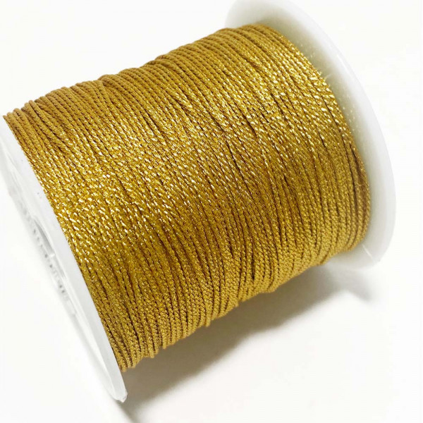 0,8 mm. Cordon bijoux nylon Lurex doré. 5 mètres.
