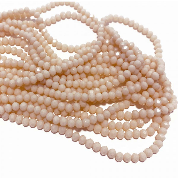 4*3 mm,  perles en verre facetté, le fil env. 130 p. Rose clair