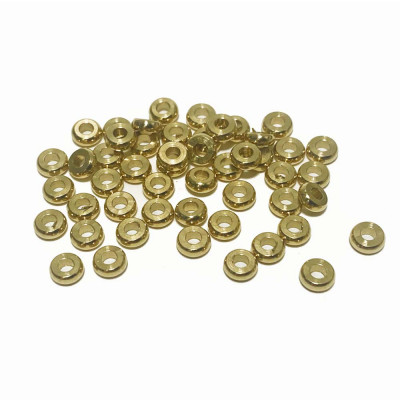 4*2 mm, 40 perles rondelles laiton doré.