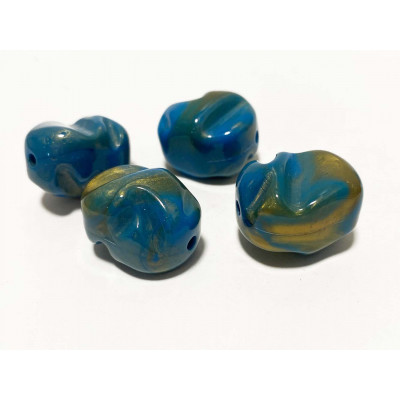 17*23 mm. Perle acrylique ovale irrégulière. Orange ou bleu