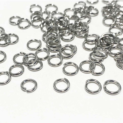 50 anneaux ouverts métal argenté, 5 mm