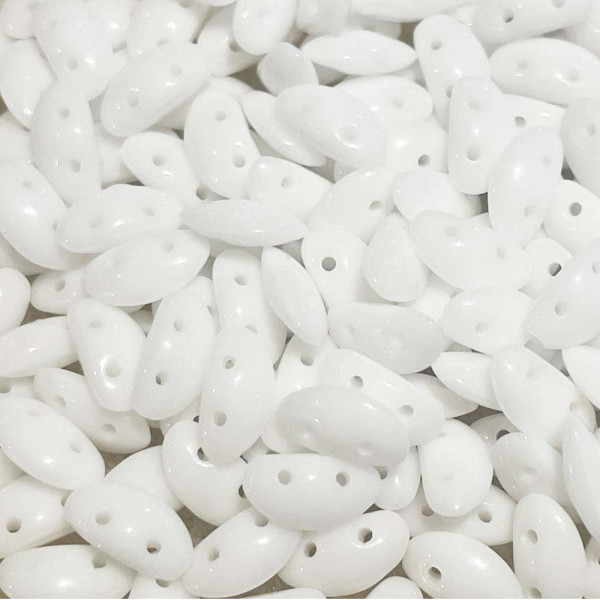 50 perles Mobyduo 3*8 mm. Blanc pur. Double trou.